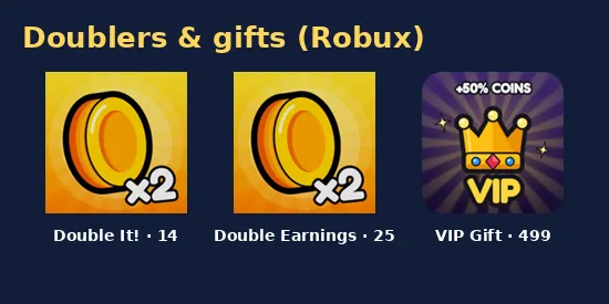 Icons of Double It!, Double Earnings and VIP Gift