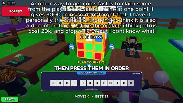 Inspection screen telling the player to plan their keys then press them in order