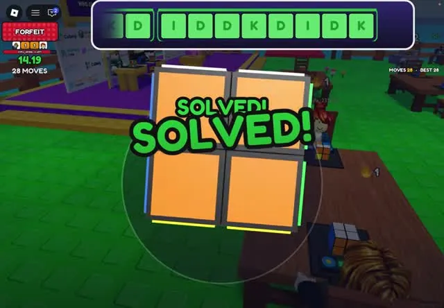 A 2x2 cube marked SOLVED