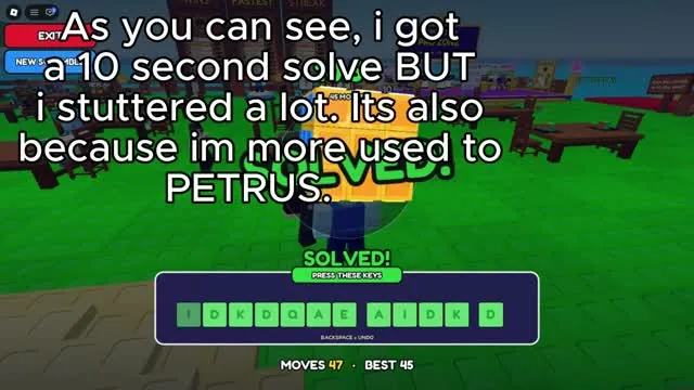 Solved screen after a roughly 10 second solve with the beginner method